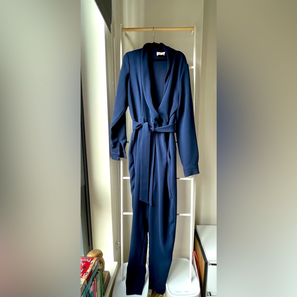 Sézane heaven long sleeve jumpsuit, Navy, Women’s 40